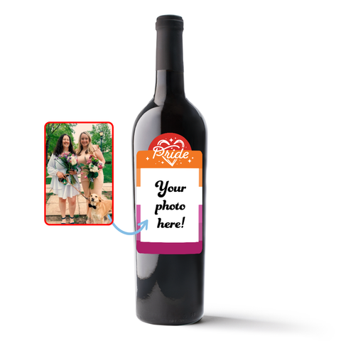 Lesbian Pride Flag Custom Photo Label Wine