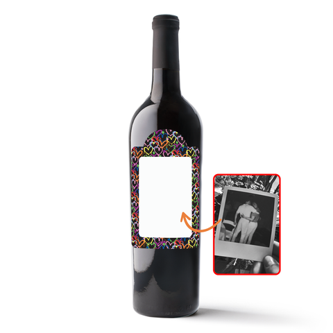 Graffiti Hearts Custom Photo Label Wine