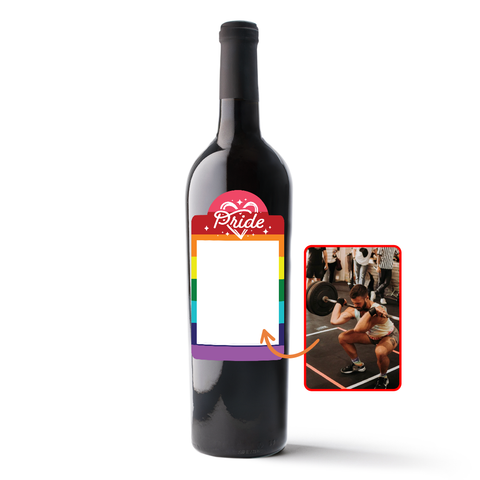 Traditional Pride Flag Custom Photo Label Wine