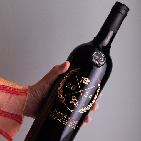 Custom Graduation Year Etched Wine Bottle