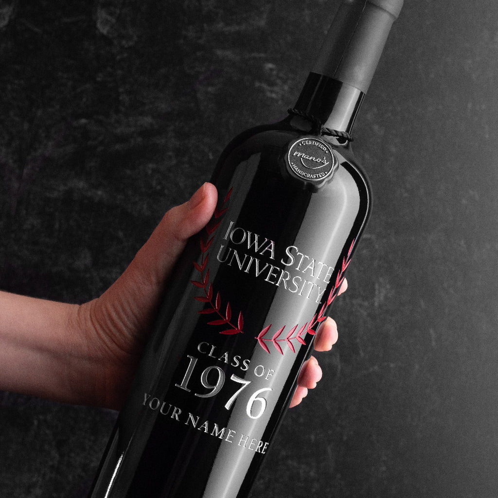 Iowa State University Custom Alumni Etched Wine Bottle