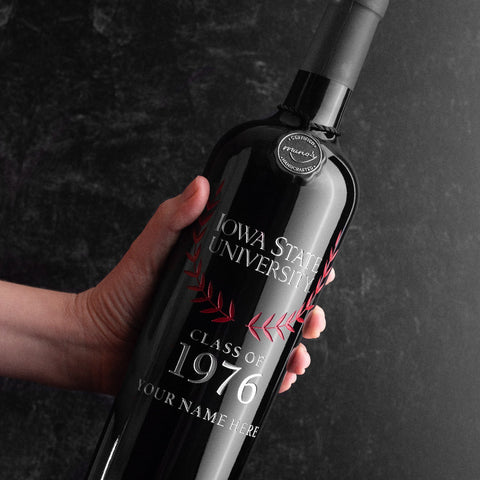 Iowa State University Custom Alumni Etched Wine Bottle