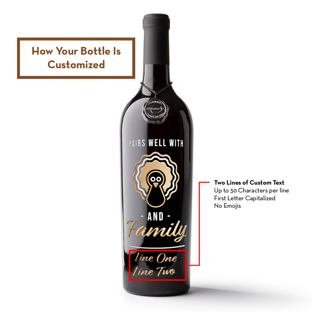 Pairs Well With Turkey Custom Etched Wine