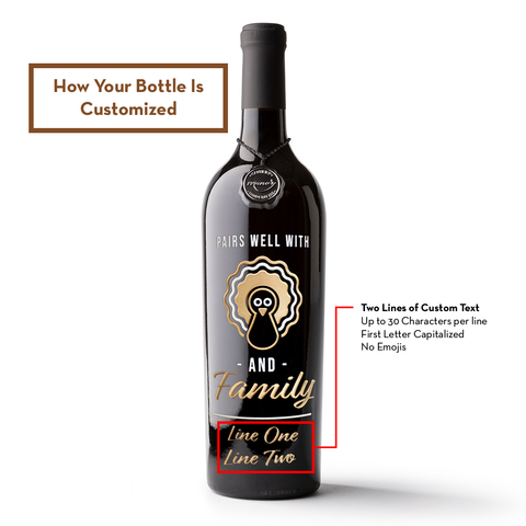 Pairs Well With Turkey Custom Etched Wine