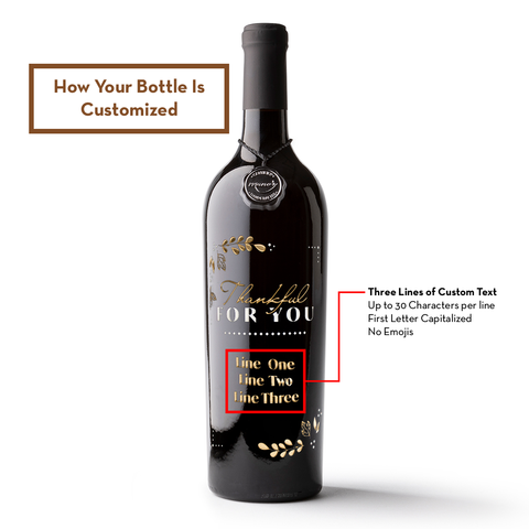 Thankful for You Custom Etched Wine