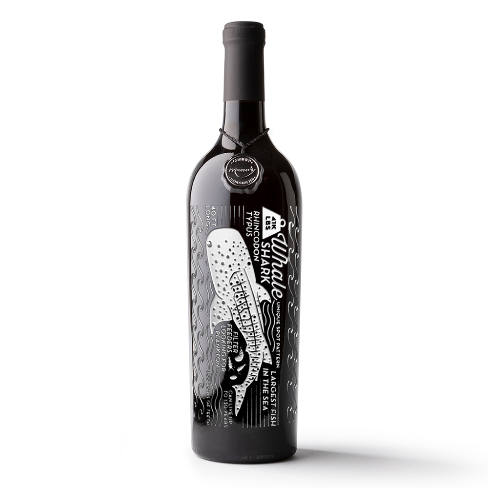 Whale Shark Facts Etched Wine Bottle – Mano's Wine