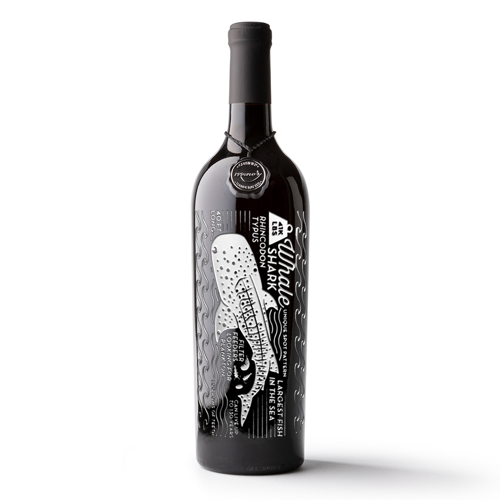 Whale Shark Facts Etched Wine Bottle