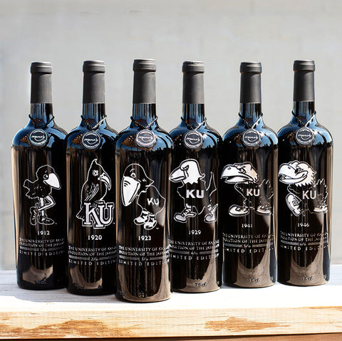 University of Kansas Evolution Etched Wine 6 Pack