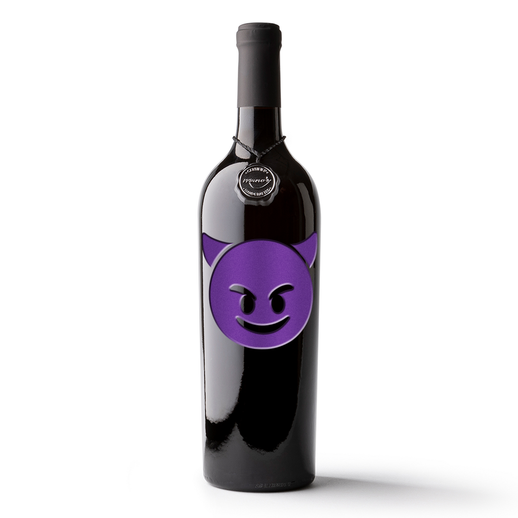 Purple Evil Face Emoji Etched Wine