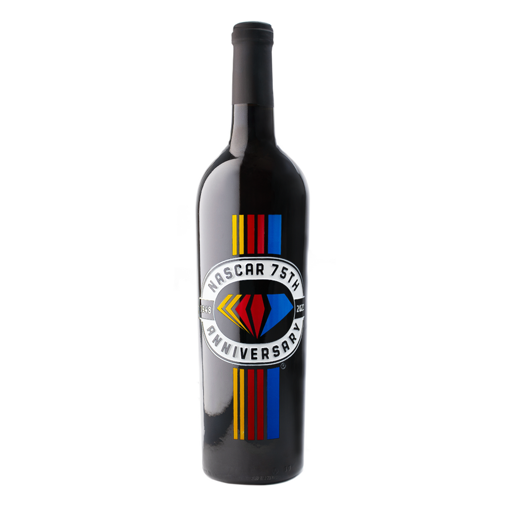 NASCAR 75th Anniversary Logo Etched Wine
