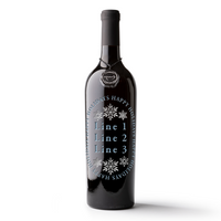 Happy Holidays Snowflake Custom Etched Wine Bottle