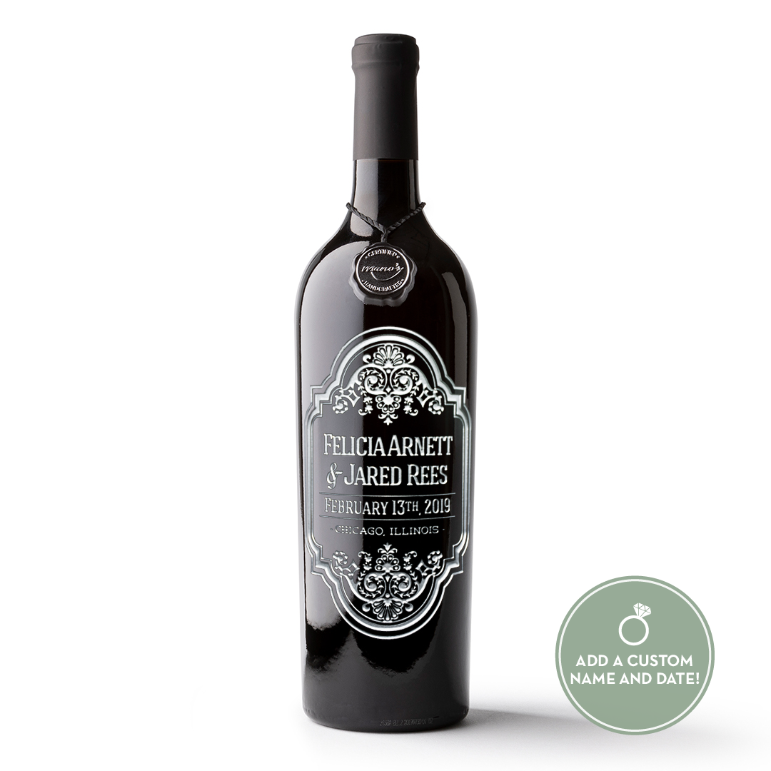 Custom Etched Anniversary Wine Bottle
