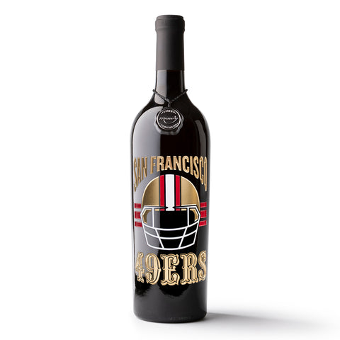 49ers Helmet Etched Wine