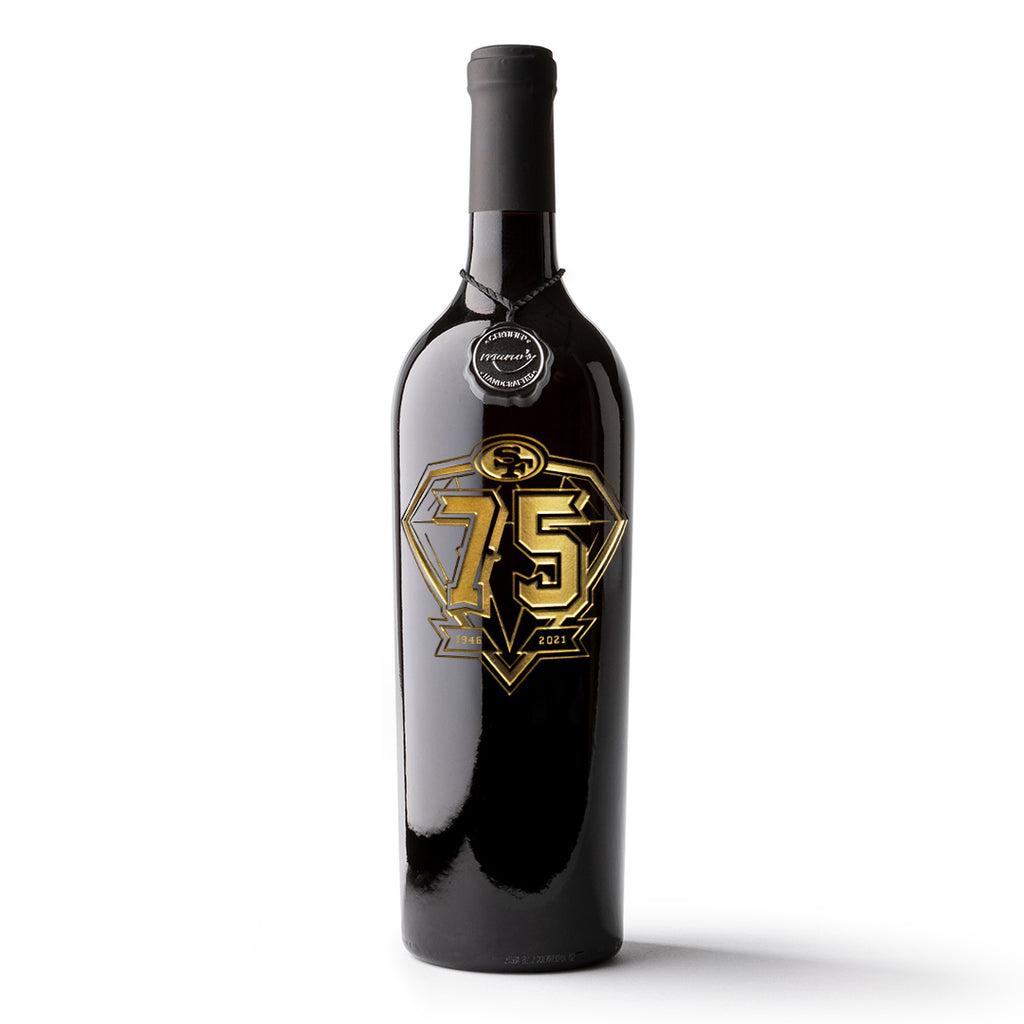 49ers 75th Anniversary Etched Wine