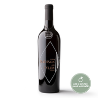 Wedding Diamond Frame Custom Etched Wine Bottle
