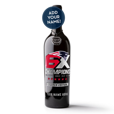 Patriots 6X Custom Name Etched Wine