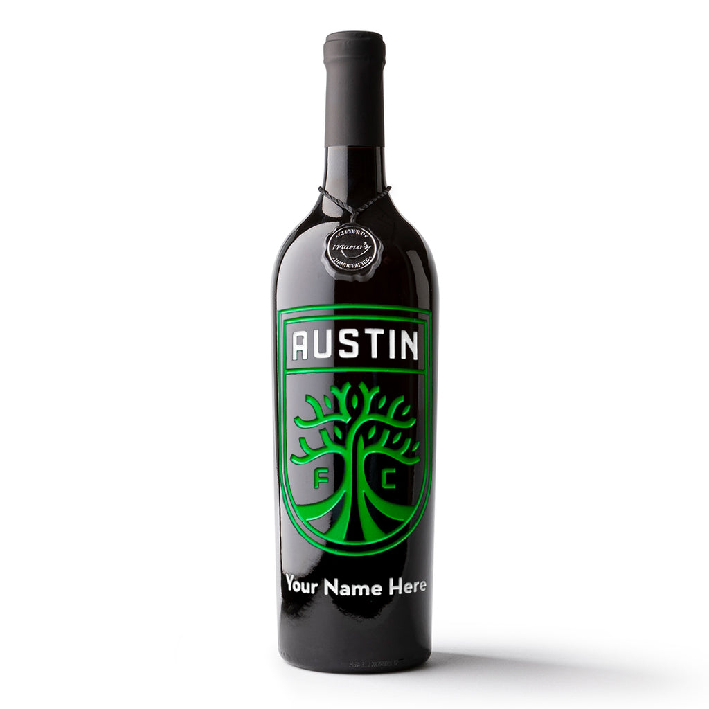 Austin FC Custom Name Etched Wine