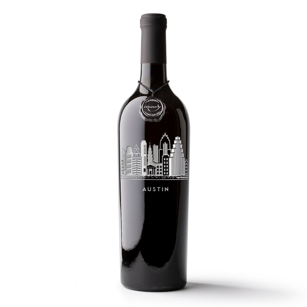 Austin Skyline Etched Wine Bottle