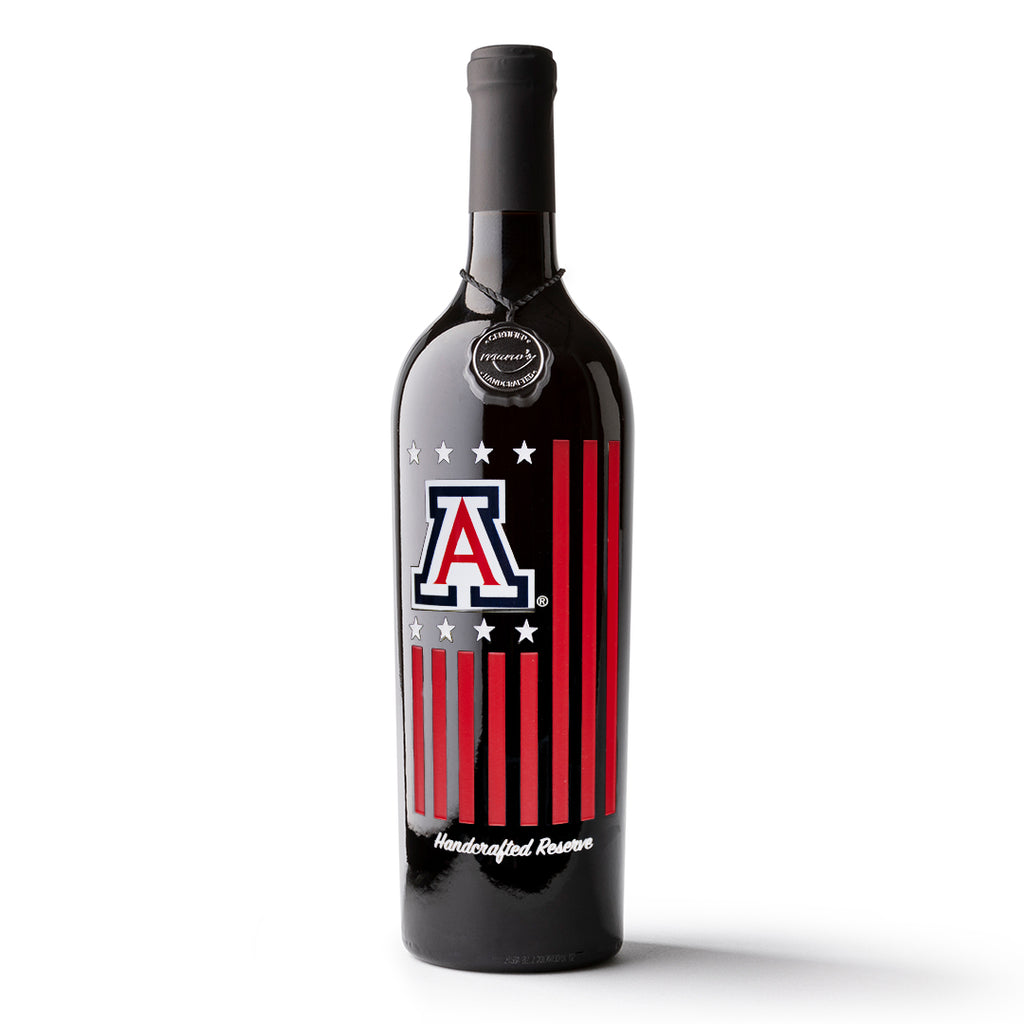 University of Arizona Flag Stripes Etched Wine