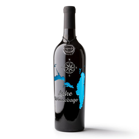 Lake Winnebago Etched Wine