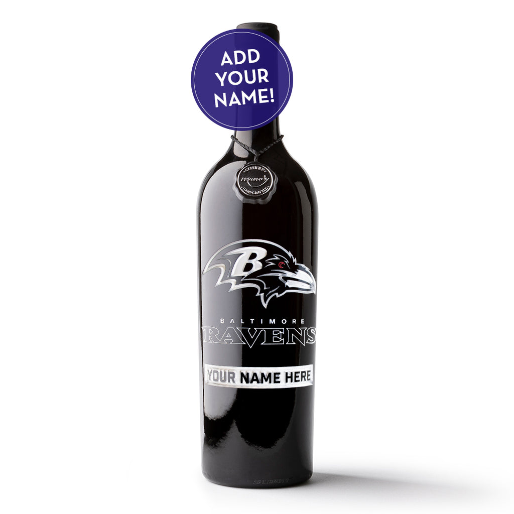 Baltimore Ravens Custom Name Etched Wine