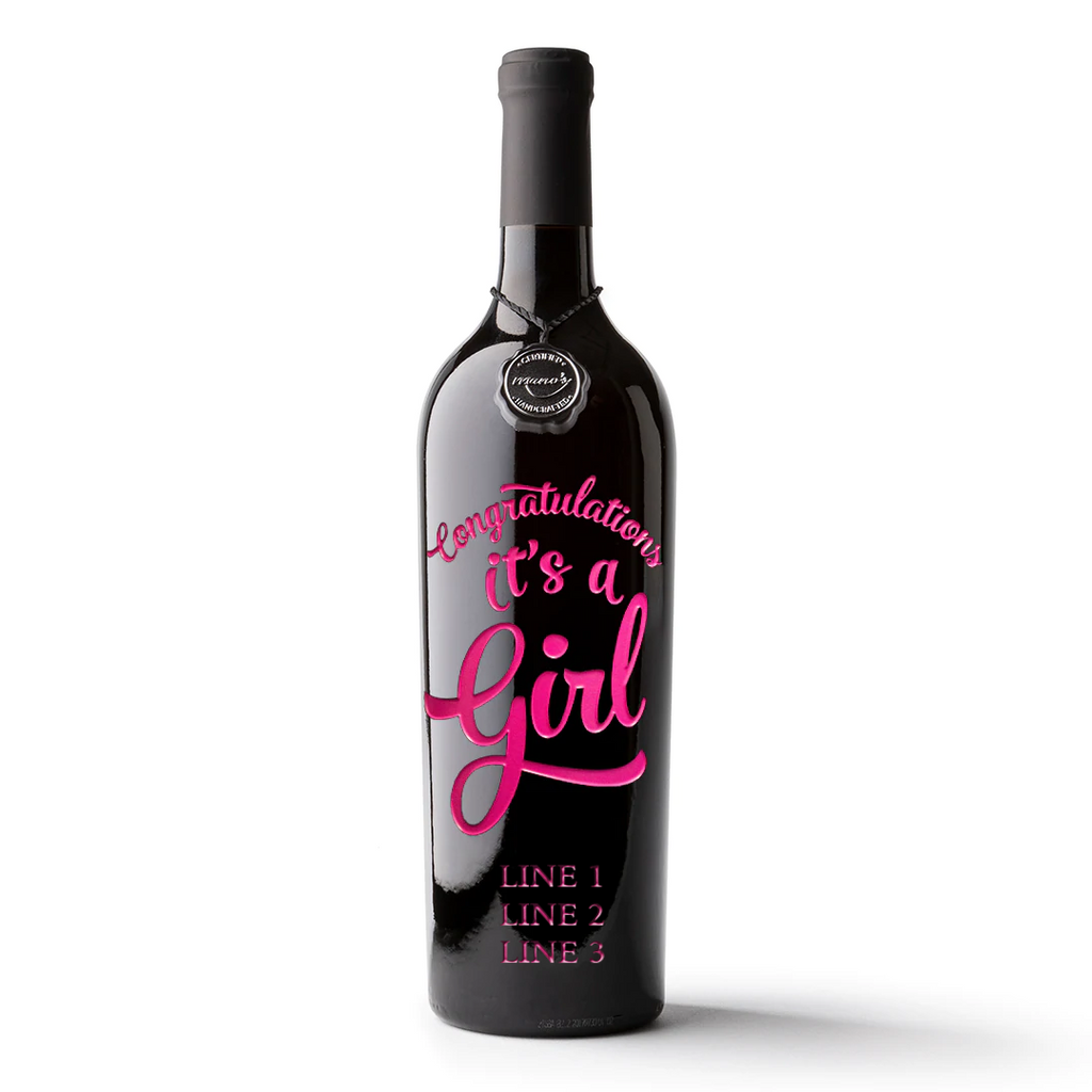 It's A Girl Custom Etched Wine