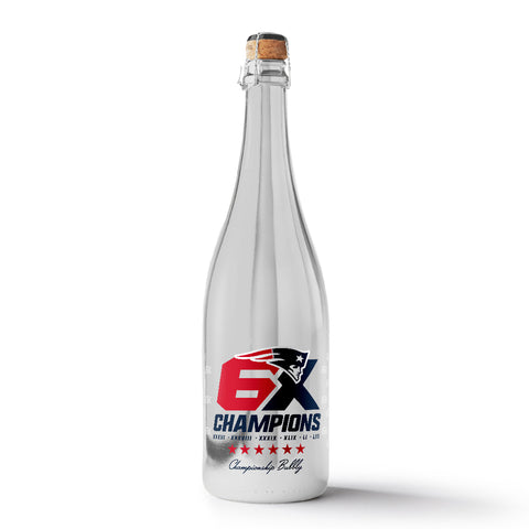 NE Patriots 6x Champions Logo Metallic Silver Bubbly