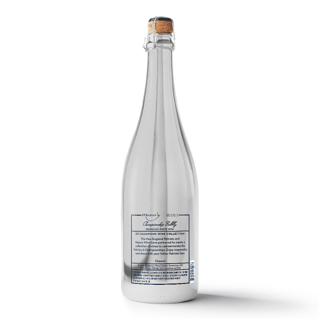 NE Patriots 6x Champions Logo Metallic Silver Bubbly
