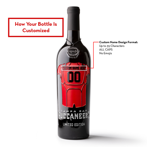 Tampa Bay Bucs Custom Jersey Etched Wine