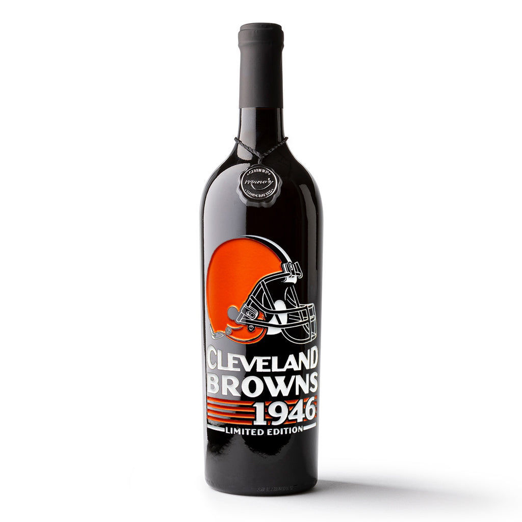 Cleveland Browns Helmet Etched Wine
