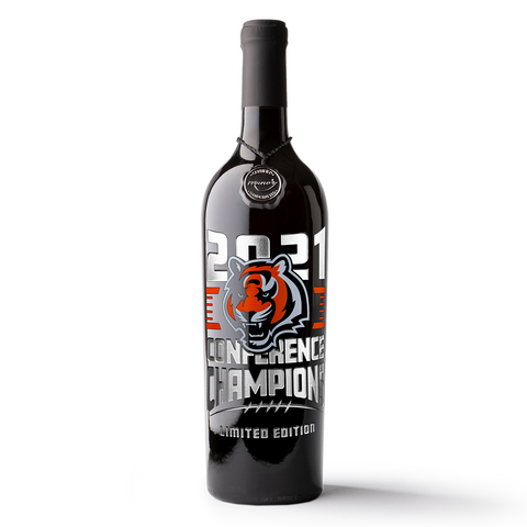 Cincinnati Bengals 2021 Conference Champions Etched Wine