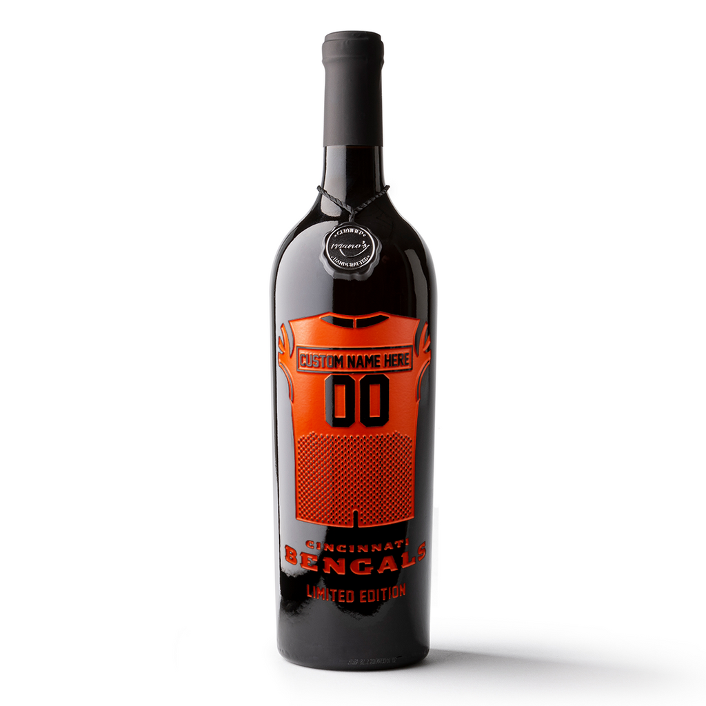 Cincinnati Bengals Custom Name Jersey Etched Wine