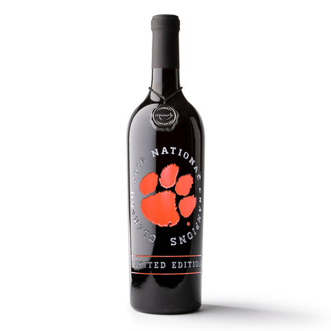 Clemson University National 2016 Champions Etched Wine Bottle