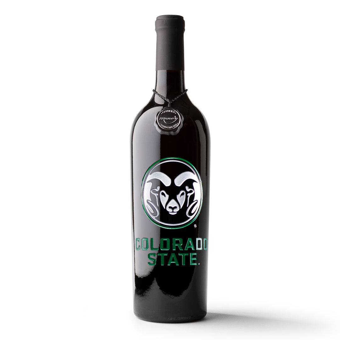 Colorado State University Etched Wine Mano's Wine