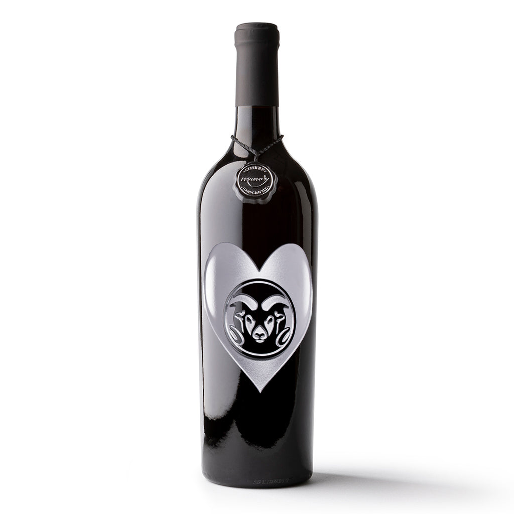 Colorado State University Heart Etched Wine Bottle