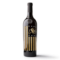 University of Colorado Flag Etched Wine Bottle