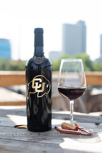 University of Colorado Etched Wine Bottle