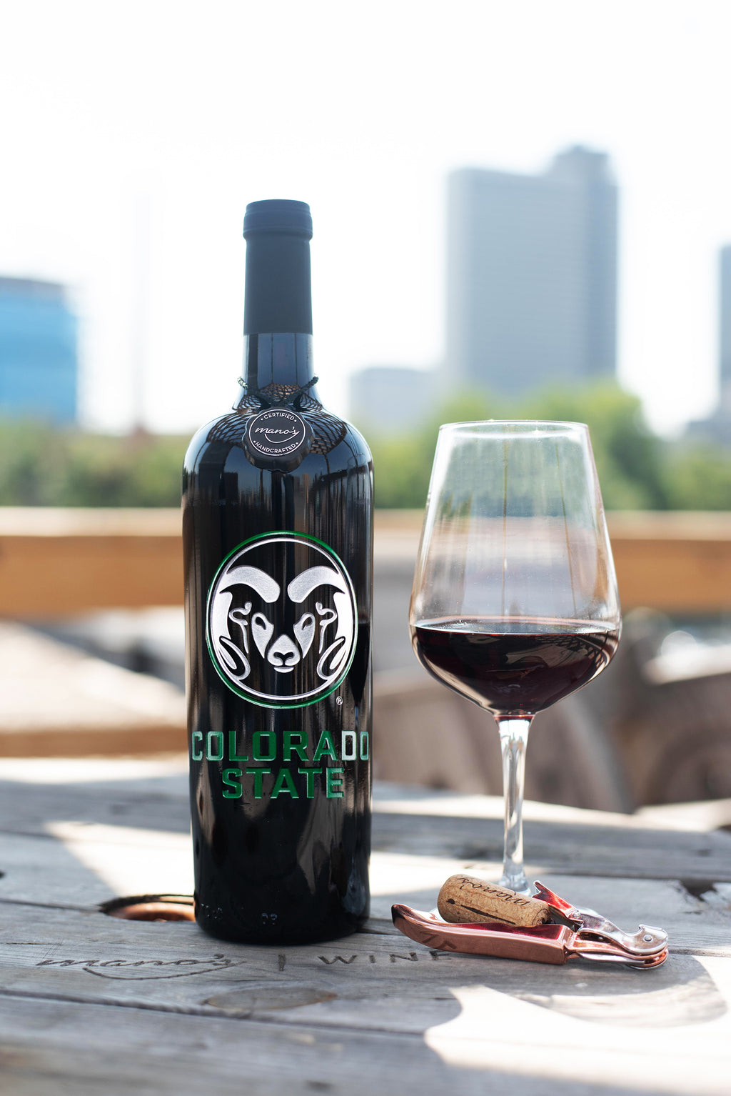 Colorado State University Etched Wine Bottle