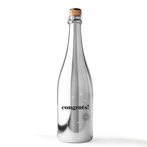 Congrats Metallic Silver Bubbly