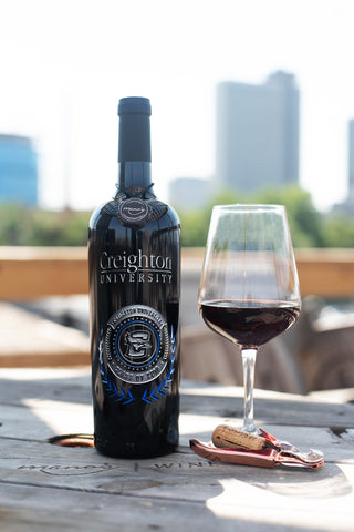 Creighton University Custom Alumni Etched Wine Bottle