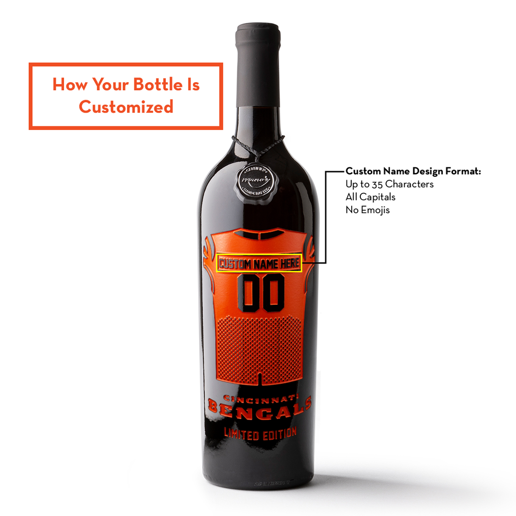 Cincinnati Bengals Custom Name Jersey Etched Wine