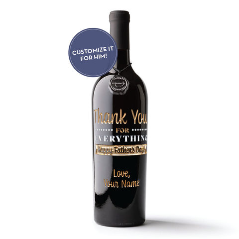 Thank You Father's Day Custom Etched Wine