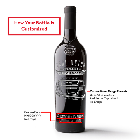 Darlington Raceway Custom Name Etched Wine