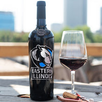 Eastern Illinois University Etched Wine Bottle
