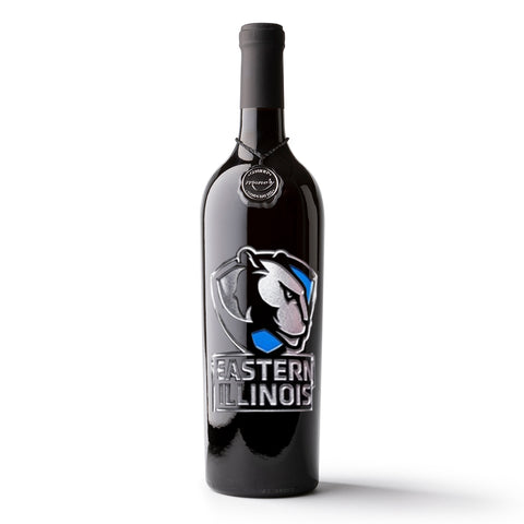 Eastern Illinois University Etched Wine Bottle