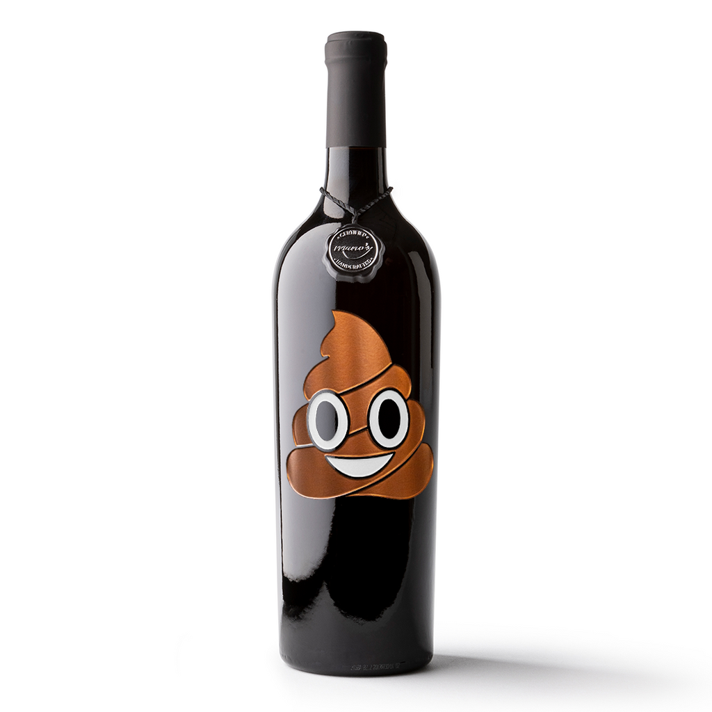 Smiling Poop Emoji Etched Wine Bottle