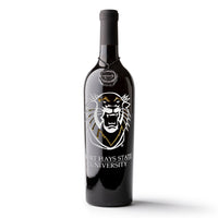 Fort Hays State Etched Wine Bottle