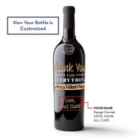 Thank You Father's Day Custom Etched Wine