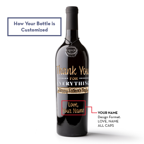 Thank You Father's Day Custom Etched Wine