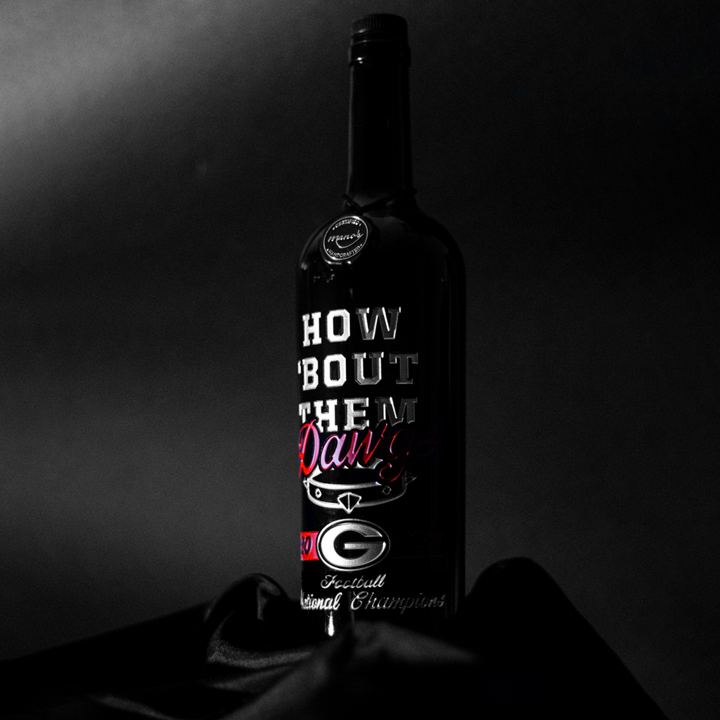 How 'Bout Them Dawgs National Champions Etched Display Bottle